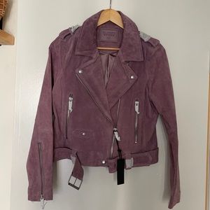 Blank NYC Genuine Suede Moto Jacket - Purple